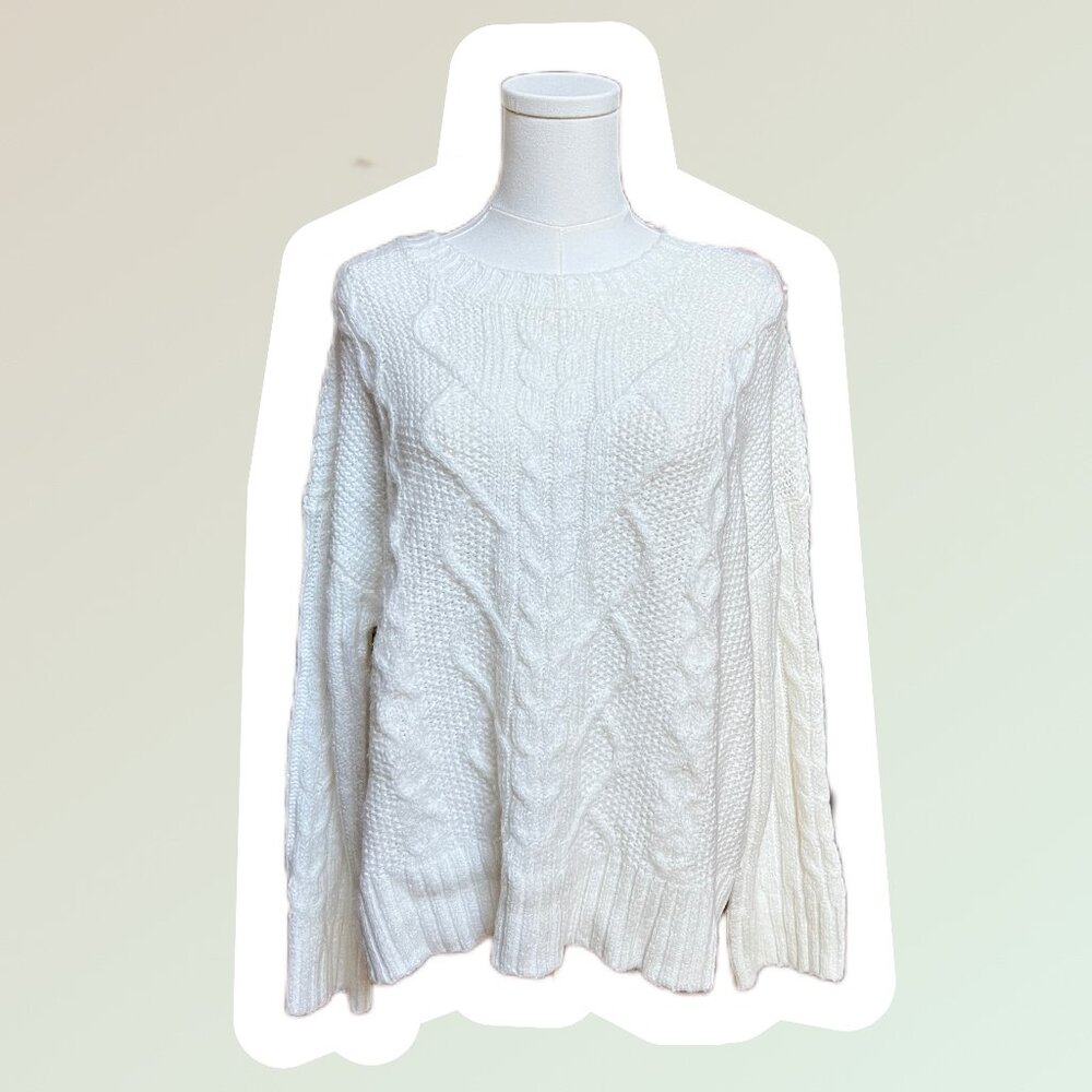a.n.a Women's Ivory Cozy Cable Knit Sweater Size Small